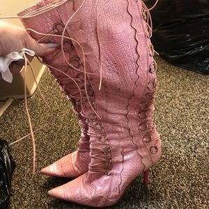 Pink high heel boots sz 6